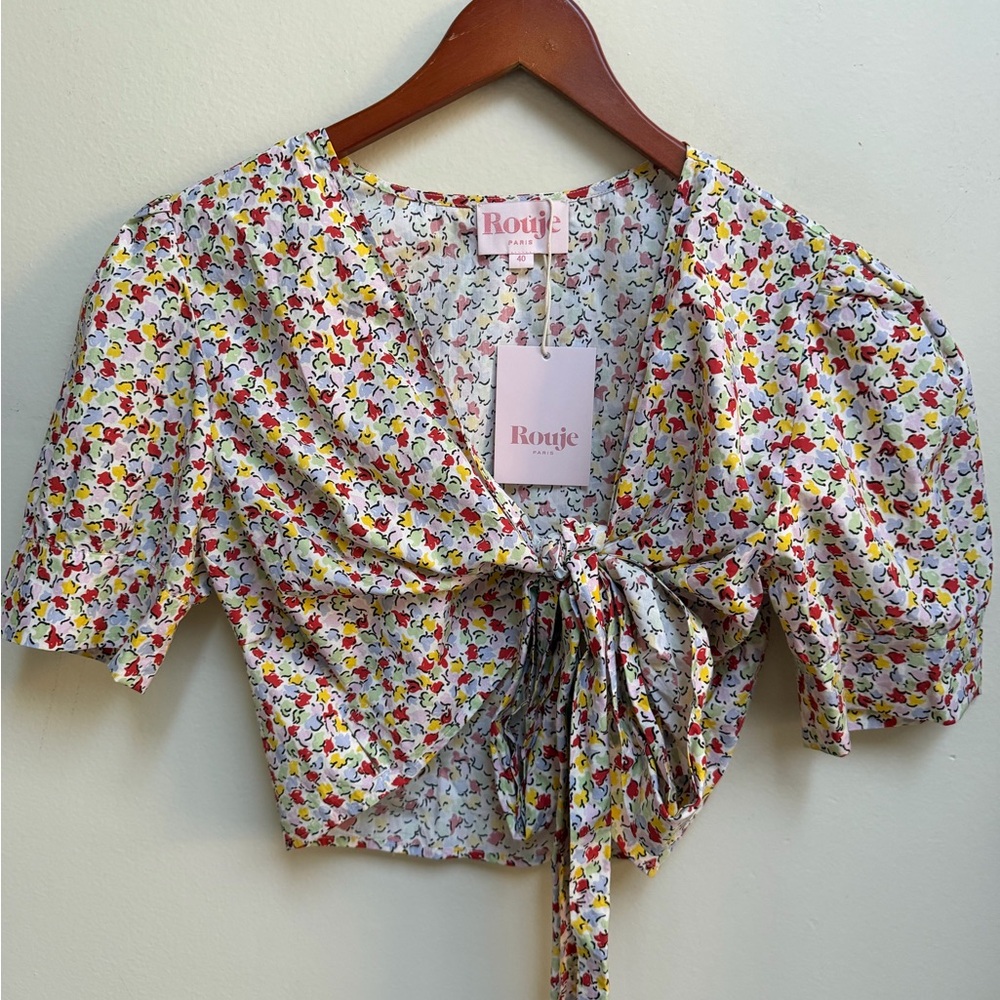 NWT Rouje Frances Tutti Floral Tie-Front Blouse